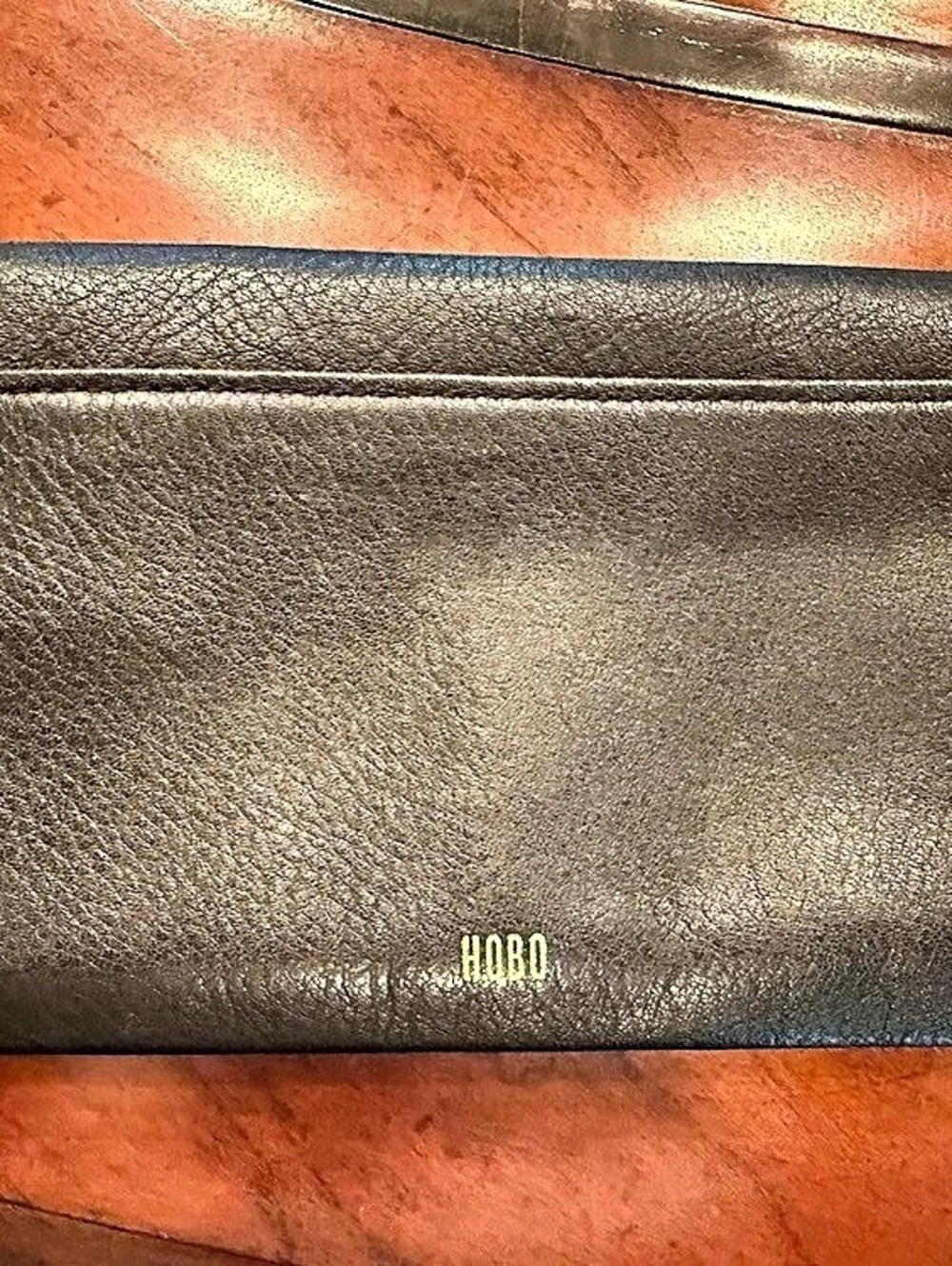 Hobo Jill Trifold Wallet Black Gold-Tone Zipper